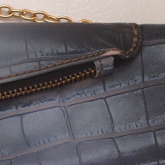 Aldo Ladies Navy Reptile Pattern Chain Strap Crossbody or Clutch Purse - Picture 11 of 11